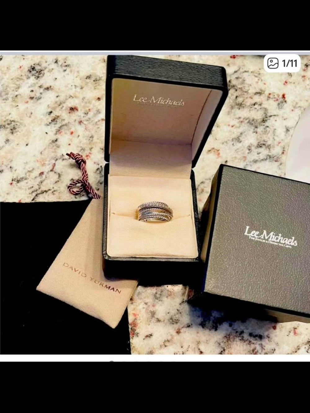 David Yurman Silver and Gold Multi-Row Cable Stackable Ring
